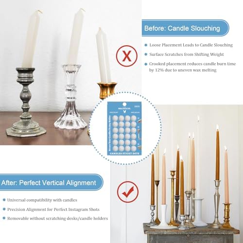 Taper Candles Sticky Dots - White Candle Wax Dots -Taper Candle Waxde Adhesive - Secure Your Candles to Any Holder (96Pack) - Image 4