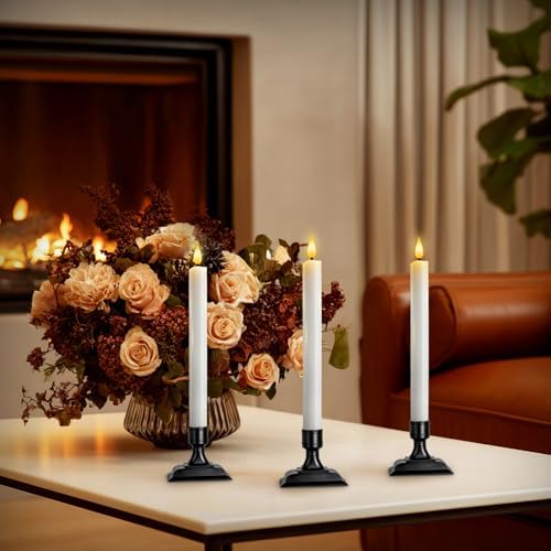 Homemory Real Wax Window Candles with Remote Timer Dimmer, Flameless Taper Candles with Holders, Christmas Candle for Window Battery Operated, LED Candlesticks for Home Holiday Decor, 6 Pcs White - Image 6