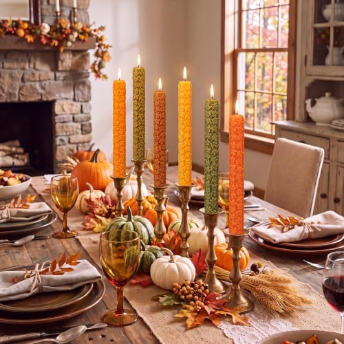 Conelist 6 Pcs Fall 3D Maple Leaf Taper Candles 8.5 Inch Autumn Colorful Decorative Scented Candles Fall Home Table Centerpiece Decorations for Thanksgiving Harvest Halloween Party Decor (6 Colors) - Image 6