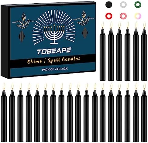Tobeape 24 Pack Black Spell Chime Candles, 4" Unscented Mini Taper Candles by Tobeape