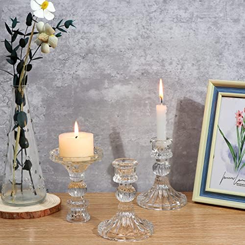 DARJEN Candlestick Holders Set, 4" H Taper Candle Holders Bulk, 12Pcs Glass Candle Holders for Wedding, Festival, Party & Windowsill Decor - Image 3