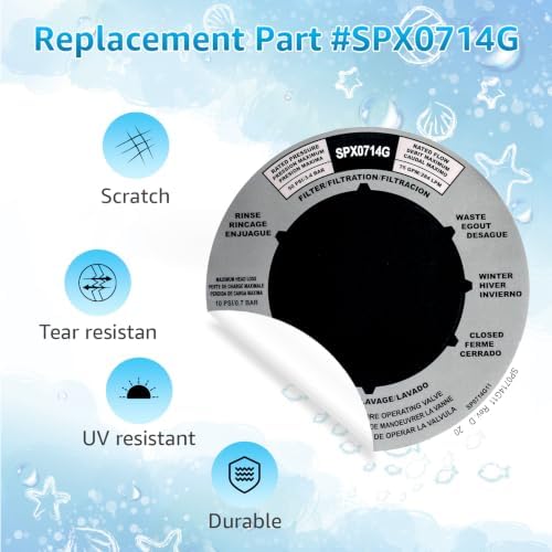 SPX0714G Pool Filter Sticker for Hayward SP0714T SP0714 SP714 Series Filter | for Hayward Multiport, Pro, and VL Series Pool Pump Sticker,Compatible with 1.5" Vari-Flo Valve or Key Cover 2-Pack