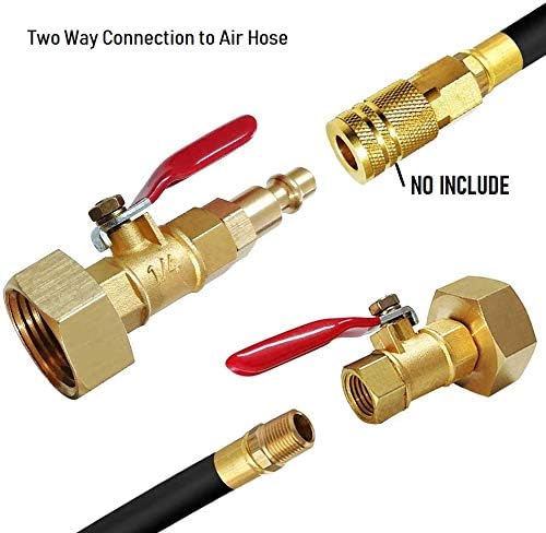 Winterize Blowout Adapter with 1/4" Male Quick Plug & 3/4" Female Garden Hose Threading, Brass Quick Fitting with Ball Valve for Blowing Out Water to Winterize Water Lines (Male+Female GHT) - Image 4