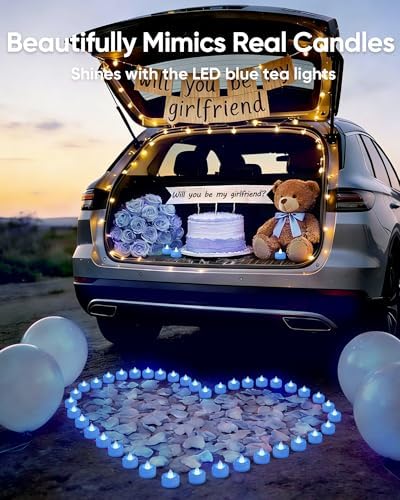 Amagic 24Pack Light Blue Fake LED Tea Lights Candles Battery Operated - Image 2