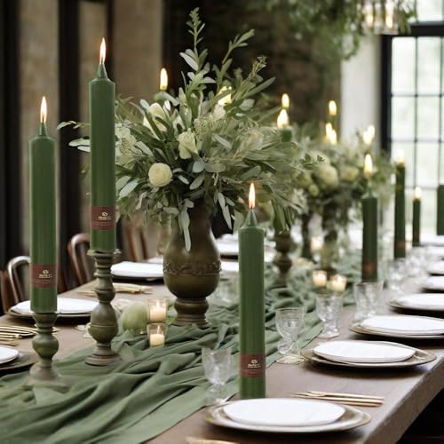 Olive Green Taper Candles Sticks Unscented 9 inch Tapered Candle Ideal as Dinner Smokeless Long Burning Candlesticks for Weddings Dinner Party Home Decor - Image 5