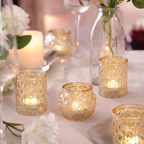 NITIME 12Pcs Assorted Gold Votive Candle Holders, Tea Light Candle Holder for Table Centerpiece, Gold Candle Holders for Wedding Centerpieces, Brithday and Holiday Decorations - Image 3