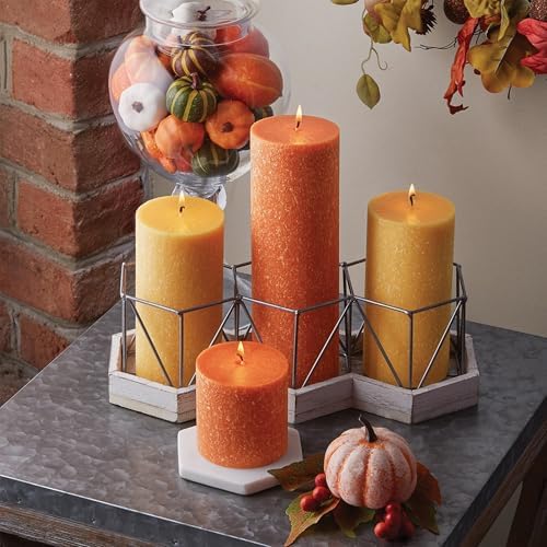 Root Candles Unscented Pillar Candles Beeswax Enhanced Textured Timberline™ Pillar Candle, 3 x 3-Inch, Rust - Image 2