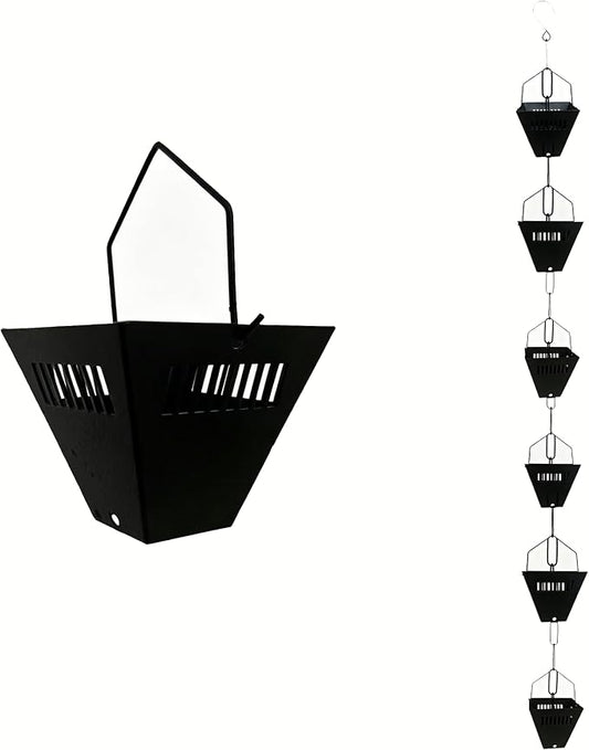 8.5 Ft Black Hollow Rains Chains,Apply Rain Chains for Gutters Outdoor | Replaces the Traditional Drainage Ditch, Ensuring Smooth Water Flow, Uniform Cup Mouth Size, Rust Prevention, Durability
