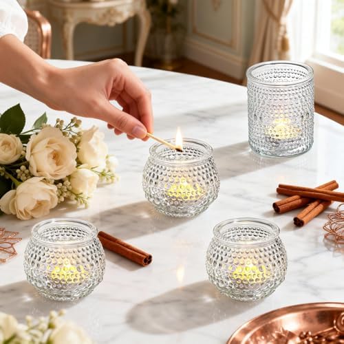 Rubtlamp 24 Pack Votive Candle Holder, Clear Glass Tea Light Candle Holders, Vintage Candle Holder for Floating Candle, Tealight Candle Holders for Centerpiece Wedding Decor Home Decoration - Image 3
