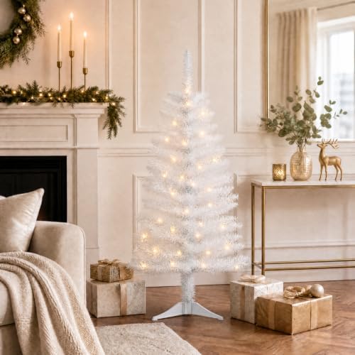 4ft Artificial White Christmas Tree with Lights - Image 7