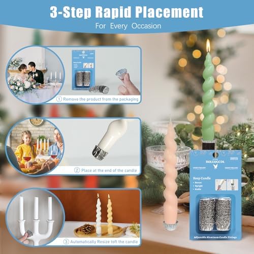 Taper Candle Fittings Protective Candle Holder Liner for Upright Candles Aluminum Foil Candle Holder for Wedding Holiday Party Church Home Decoration 30x - Image 3