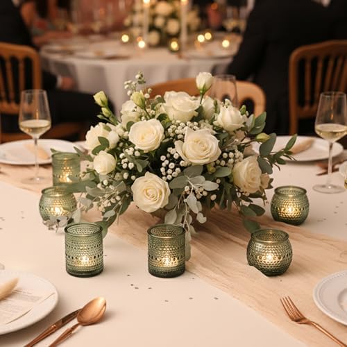 16 Pcs Green Candle Holder for Wedding Table Decor-Green Votive Candle Holders for Rustic Wedding Centerpieces, Bridal Shower Decor, Tea Party Decorations - Image 5