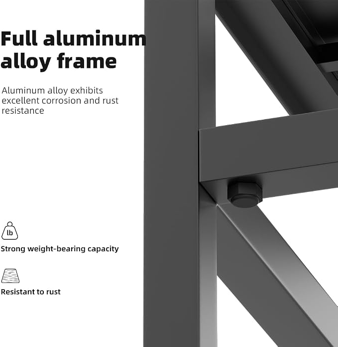 Tall Plant Stand 23" Aluminum Indoor &Outdoor Rustproof | Indoor/Outdoor Extra-Sturdy 23" tall Aluminum Plant Stand – Ideal for Patios, Gardens, Living Room Decoration (Black)