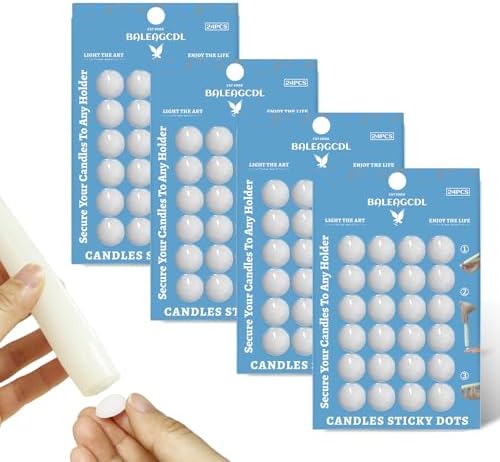 Taper Candles Sticky Dots - White Candle Wax Dots -Taper Candle Waxde Adhesive - Secure Your Candles to Any Holder (96Pack) by MANNYCOM