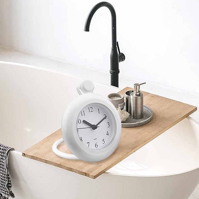 Waterproo-f Bathroom Shower Clock, Silent Analog Quartz Clock, Dual-Purpose Hanging Stand Shower Clock for Bathroom Kitchen, Easy Reading, 4.72 inch Round Size(Size:Type 1)