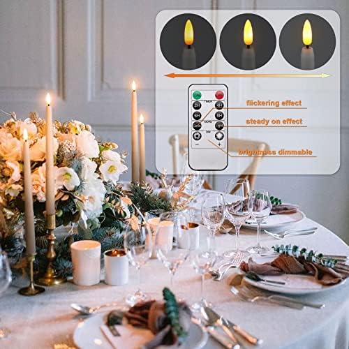 IMAGE Flameless Taper Candles with Remote, 12 Pcs LED Candlesticks 3D Wick Ivory Taper with Timer Flickering Function for Home, Wedding, Birthday Halloween Christmas (Battery Powered) - Image 3
