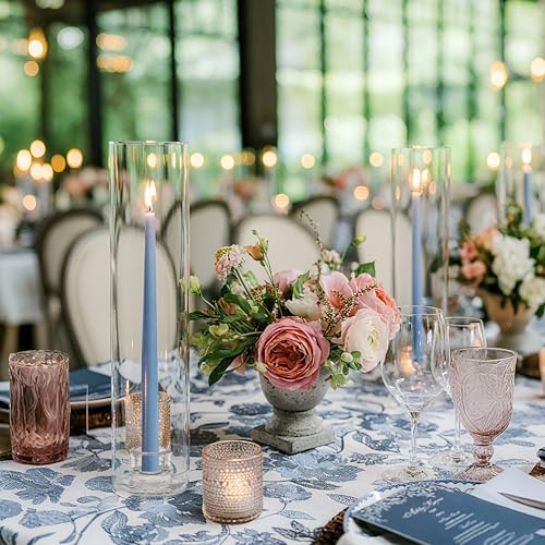 Hurricane Candle Holder Thickened Cylinder Covers Short Taper Candle Sticks Holder 2.5" D × 11" H Glass Tall Candlesticks Holders Centerpiece for Wedding Dining Table, 10 Pcs - Image 4