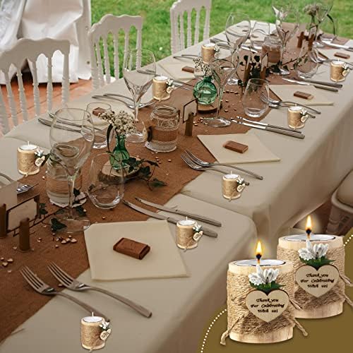 Treela 12 Pcs Wood Tealight Candle Holders Wedding Favors,Natural Color - Image 5