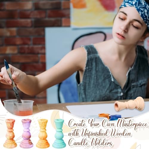 Nitial 12 Pcs Wood Candlesticks Holders - Image 4