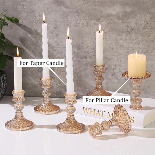 2 Pack Glass Taper Candlestick Holders, Gold Candlestick Holders, 4" H Crystal Candle Holders Decorative Candle Stand Centerpiece for Wedding, Festival, Dinning Party Table Decor - Image 4