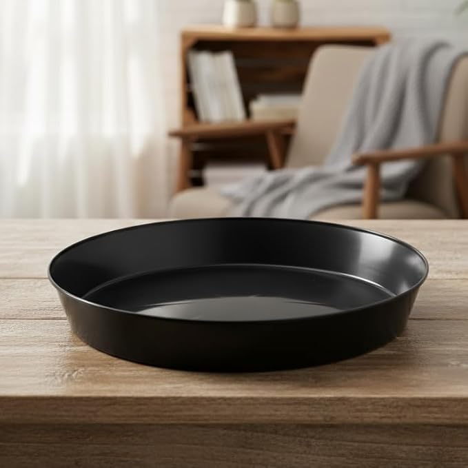 Saucers, Black, 14 Inch case of 2 Plant Saucer, Black | Polypropylene, Heavy Duty Indoor/Outdoor, Drip Pan & Tray, Collects Excess Water, Made in USA