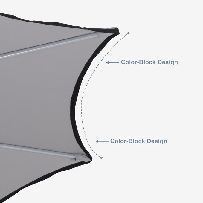 Tempera Patio Umbrellas Arc Edge Outdoor Table Market Umbrellas with Crank & Pust Button Tilt|Auto-Tilt, 8 Steel Ribs, High Color-Fastness Canopy