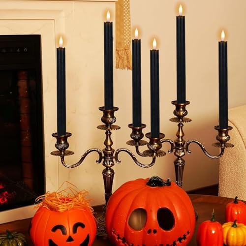 Wondise Halloween Black Flameless Taper Candles with 6H Timer - Image 4