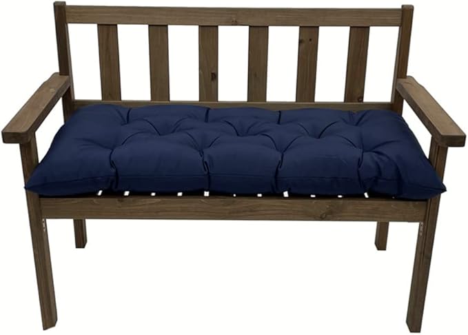 Srutirbo Indoor Outdoor Bench Cushion, Waterproof Swing Cushion Seat Chair Replacement Pads Pillow for Lounger Garden Furniture Patio Metal Wooden (Navy Blue, 47 * 20inch)