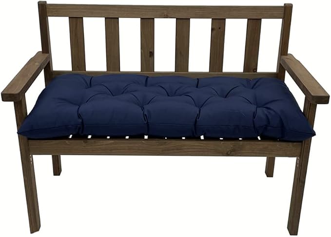 Srutirbo Indoor Outdoor Bench Cushion, Waterproof Swing Cushion Seat Chair Replacement Pads Pillow for Lounger Garden Furniture Patio Metal Wooden (Navy Blue, 39 * 20inch)