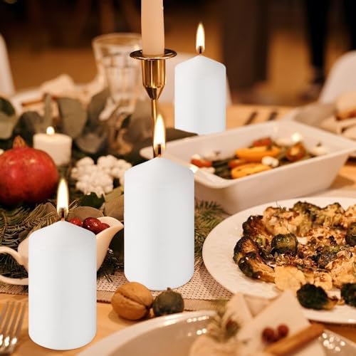 Howemon 20 Pcs Bulk Long Burning Wax Pillar Candles 2" x 4" Dripless Unscented Smokeless for Wedding Party Spa Lantern Fireplace Home(White) - Image 5