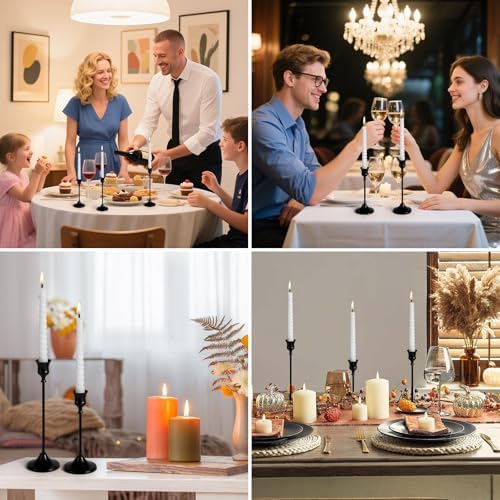 Candlestick Holders, 6PCS Metal Taper Candle Holder, Black Candle Holders for Candlesticks, Candle Holder for Wedding Fireplace Mantel Housewarming Gift - Image 2