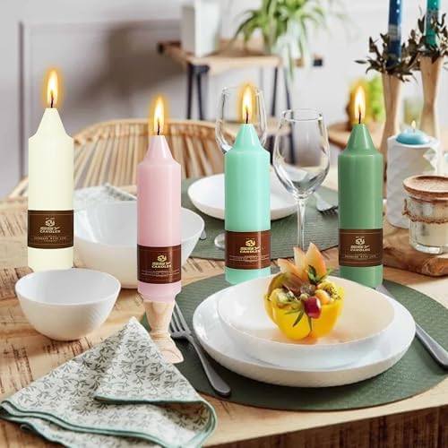 Candy Short Taper Candle 5 Inch Candlesticks Unscented Dripless Tapered Candle Set for Home Decor Wedding Party Dinner Candles, 4 Pack - Image 2