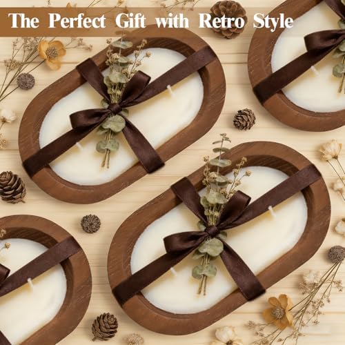 4 Pack Wooden Dough Bowls 8.5-inch Rustic-Style Dough Bowls, Vintage Design, Perfect for Table Centerpieces, Living Rooms, and Candle Making, Brown - Image 5