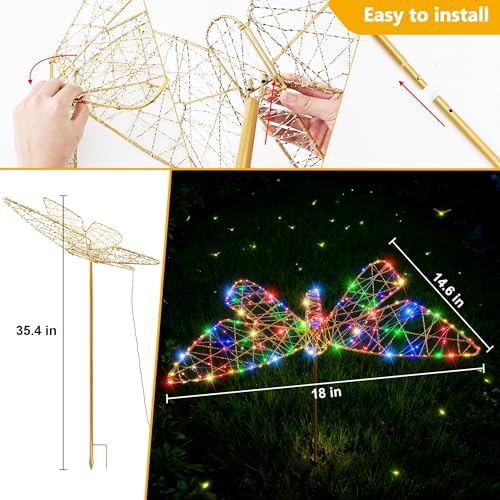 Lomotech Solar Garden Lights - 18" 240 LEDs Butterfly Multicolor - Image 4