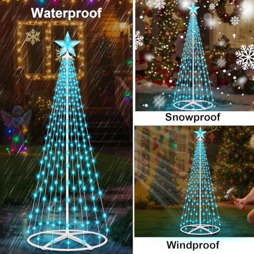 Outdoor Solar Christmas Tree Lights, 5FT Lighted Artificial Cone Tree - Image 5