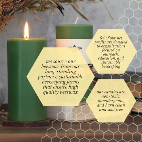 Big Dipper Wax Works 100% Beeswax Pillar Candle, 3 x 6 in, Moss Green - Image 5