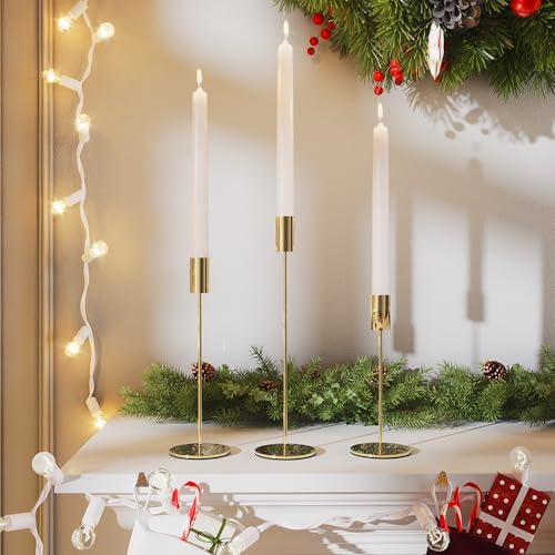 zeochyni French Gold Candlestick Holders Set of 3, Decor Taper Candle Holder for Wedding, Dinning, Party,Fits 3/4 Inch Thick Candle - Image 2