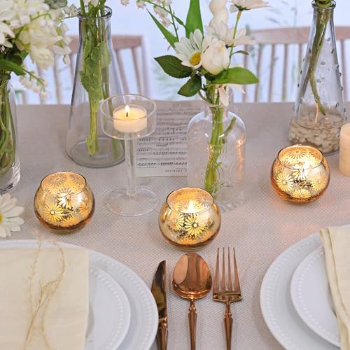 Gold Mercury Glass Votive Candle Holders Set of 12 - Image 6