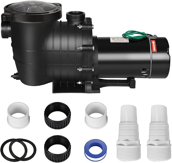 Anbull 1.5HP 6480GPH Pool Pump Inground/Above Ground, Powerful Self-Priming Dual Voltage Swimming Pool Pumps for 15000-31000 Gallons Pools, with Strainer Basket & Drain Plug (1100W/60HZ)