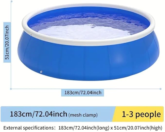 Montary Large 72"X72"X20" Inflatable Swimming Pool for Family - Thickened Backyard Summer Pool, Outdoor Blow Up Design with Coil Mesh, Foldable & Portable