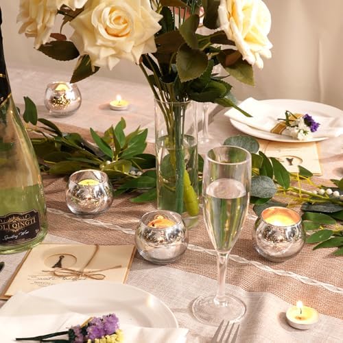 Homemory 12 Pcs Silver Votive Candle Holders, Round Mercury Glass Candle Holder, Tealight Candle Holders for Table Centerpieces, Baby Shower, Anniversary, Wedding, Home Decor, Halloween, Christmas - Image 3