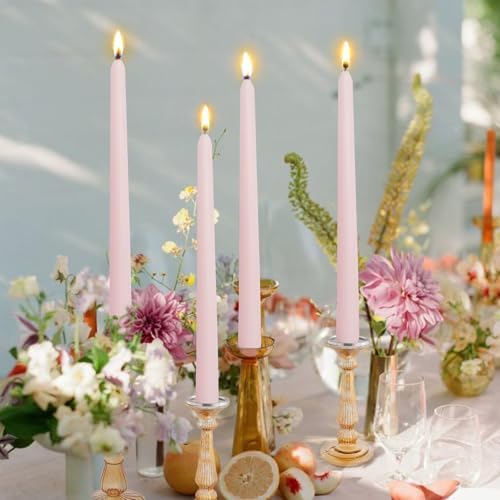 Candlesticks Long Taper Candle,Rose Scented 10 Inches Light Pink Candle Sticks Smokeless Tapered Candles for Home Décor Holiday Gifts - Image 2