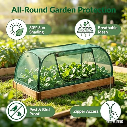 1Pack Raised Garden Bed Covers, Pop Up Mesh Plant & Vegetable Cover,30% Sunblock Plant Shade Tent, Outdoor Planter Protection, Sun & Insect Guard - Image 3