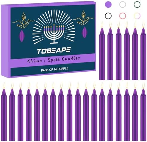 Tobeape 24 Pack Purple Spell Chime Candles, 4" Unscented Mini Taper Candles by Tobeape