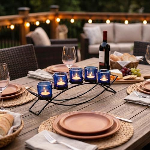Seraphic Dining Table Centerpiece Decorations, Tealight Candle Holder, Blue - Image 3