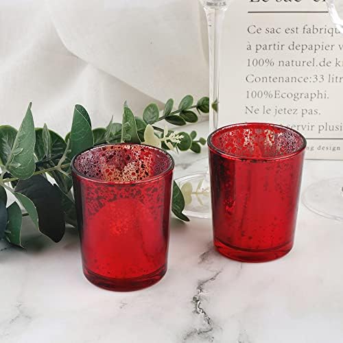 36pcs Red Glass Tea Light Holders - Votive Candle Holders Bulk for Weddings Events - Glass Votives for Wedding Centerpieces, Christmas, Thanksgiving - Candle Accessories Decor (36, Red) - Image 3