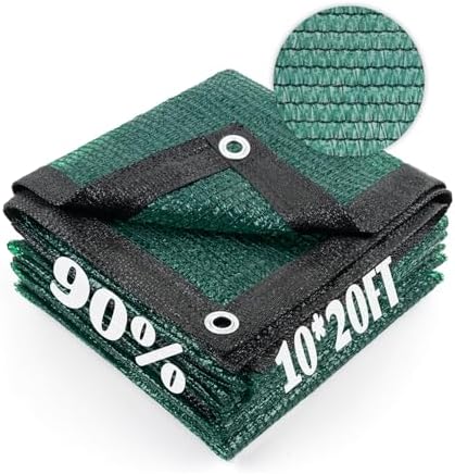 Sun Shade Cloth with Grommets for Garden, 90% 10x20ft, Dark Green by CoolArea