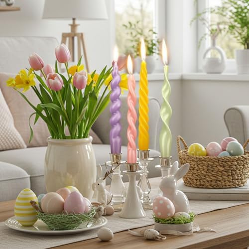 Nuanchu 4 Pcs Twisted Taper Candles,7.87 Inch,Pure,Pastel Color - Image 5