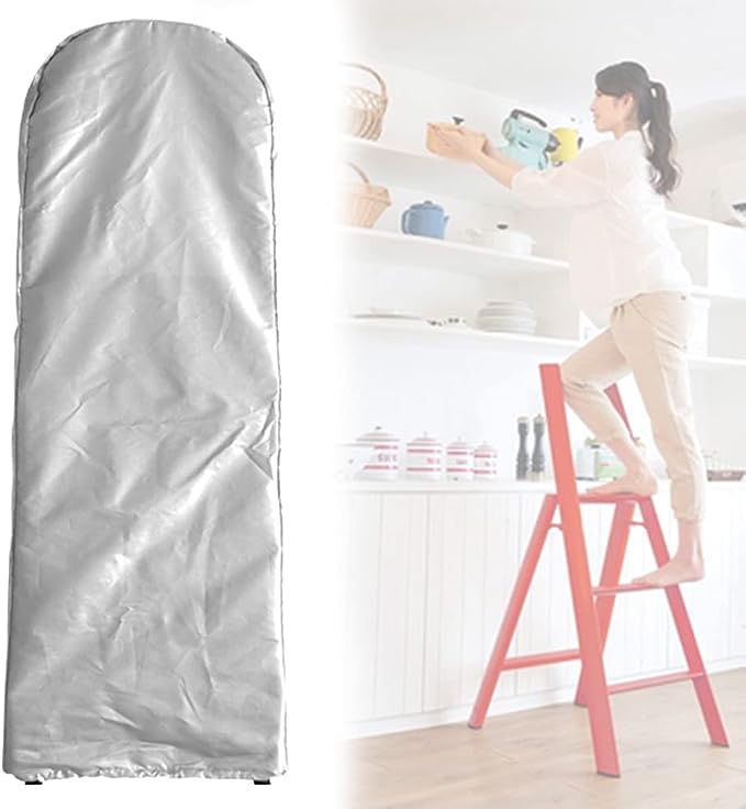 Folding Ladder Cover Dustproof Protector Waterproof with Drawstring for Step Ladder Patio Garden Outdoor Household Storage Bag Silver