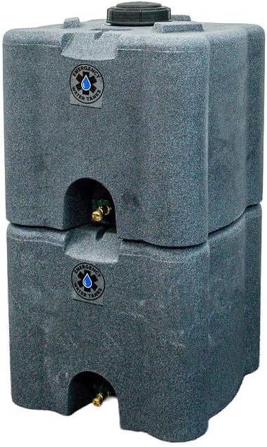30 Gallon Stackable Emergency Water Storage Tank – Heavy-Duty Water Barrel for Long-Term Drinking Water or Preparedness (Granite)